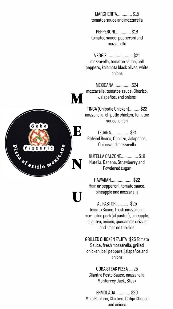 Coba Pizzeria Menu image 2